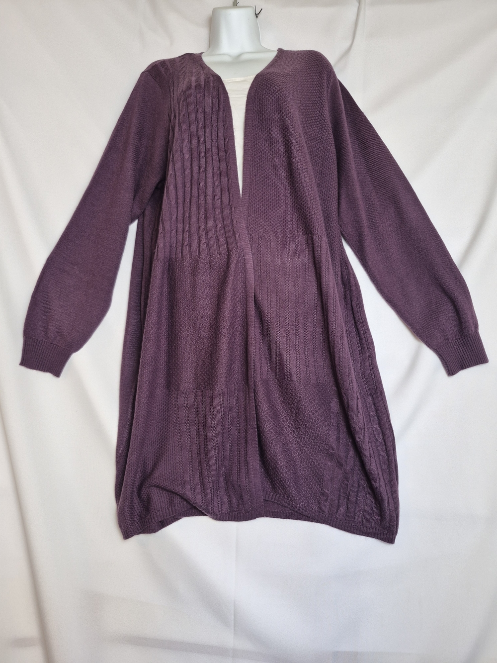 Women's Open-Front Knit Cardigan Sweater - Plum